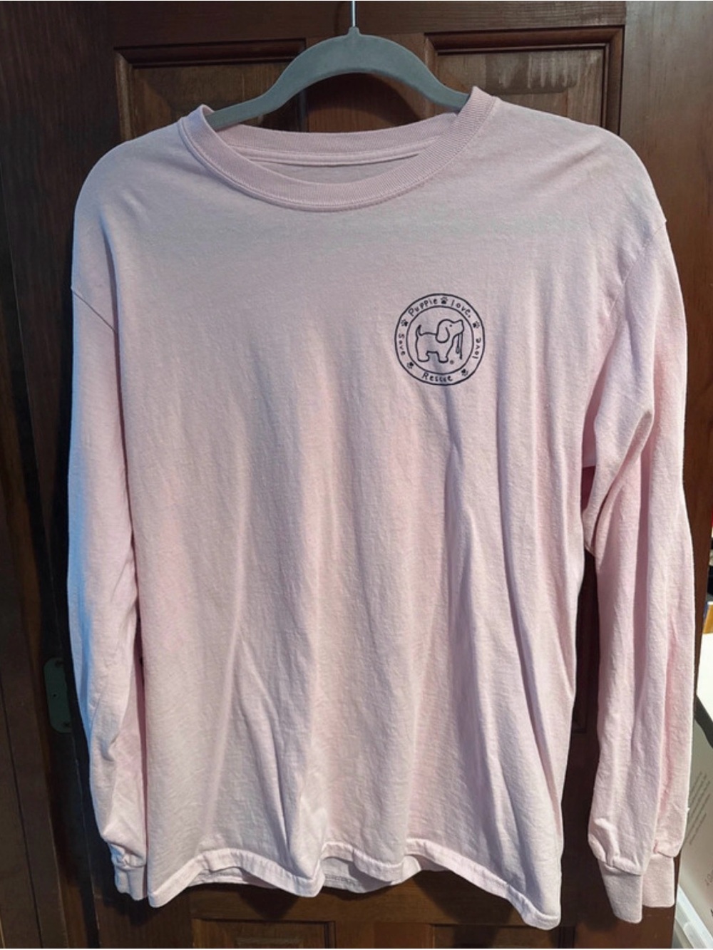 Women's Light Pink Long Sleeve Crewneck Tee with Small Emblem
